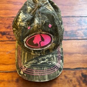 Camouflage Cap with Pink Logo